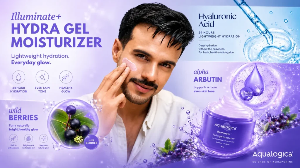 Mohit Kumar x Aqualogica Illuminate+ Hydra Gel campaign hero banner