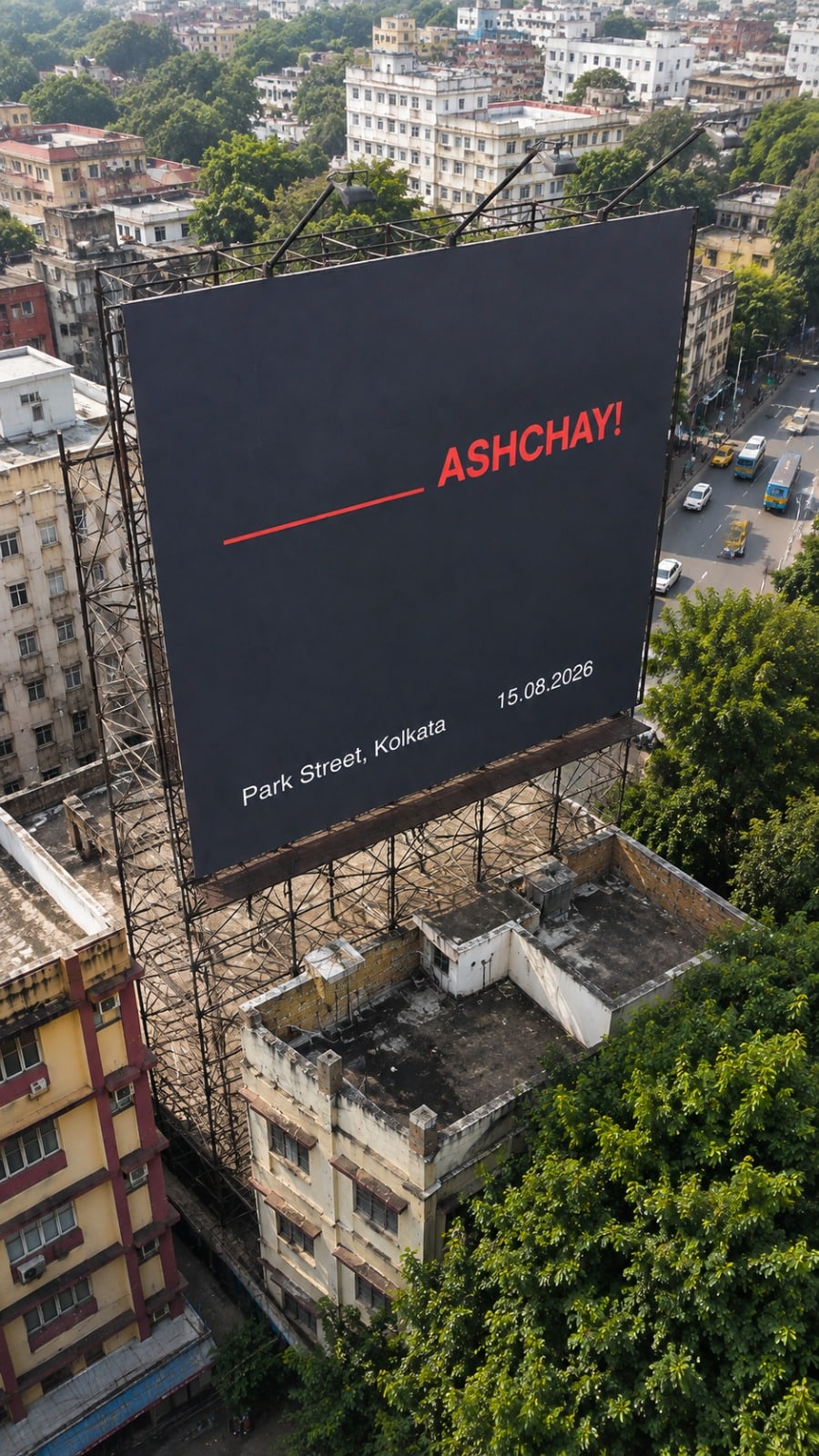 SNITCH Kolkata teaser hoarding on Park Street