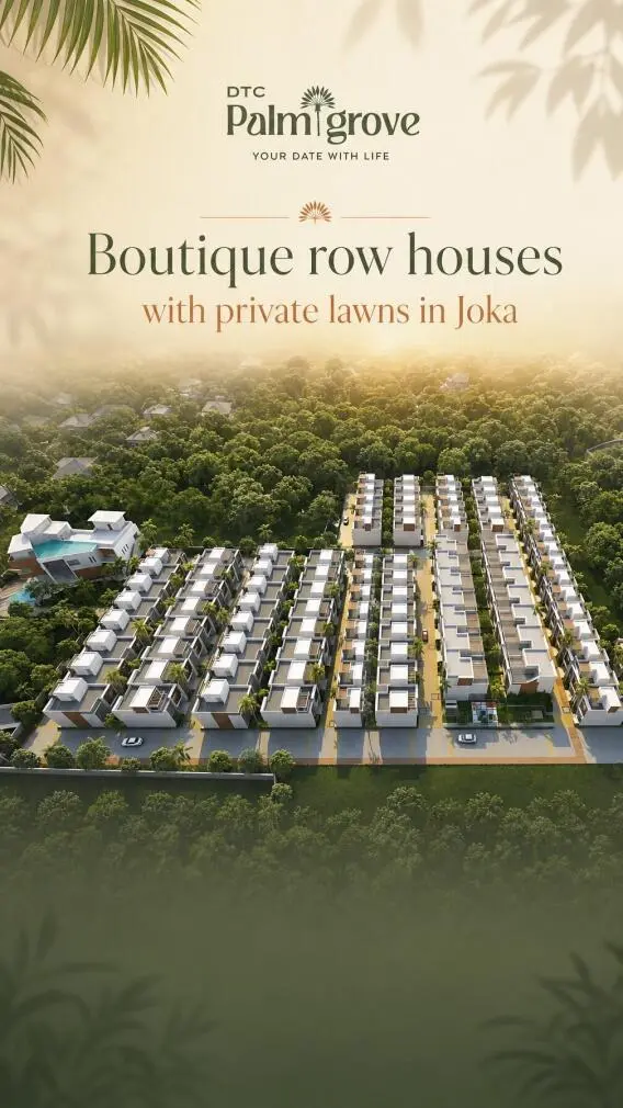 Landscaped green spaces surrounding villas at DTC Palm Grove
